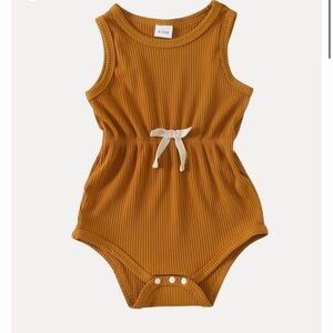 Sleeveless Mustard Ribbed Baby Romper